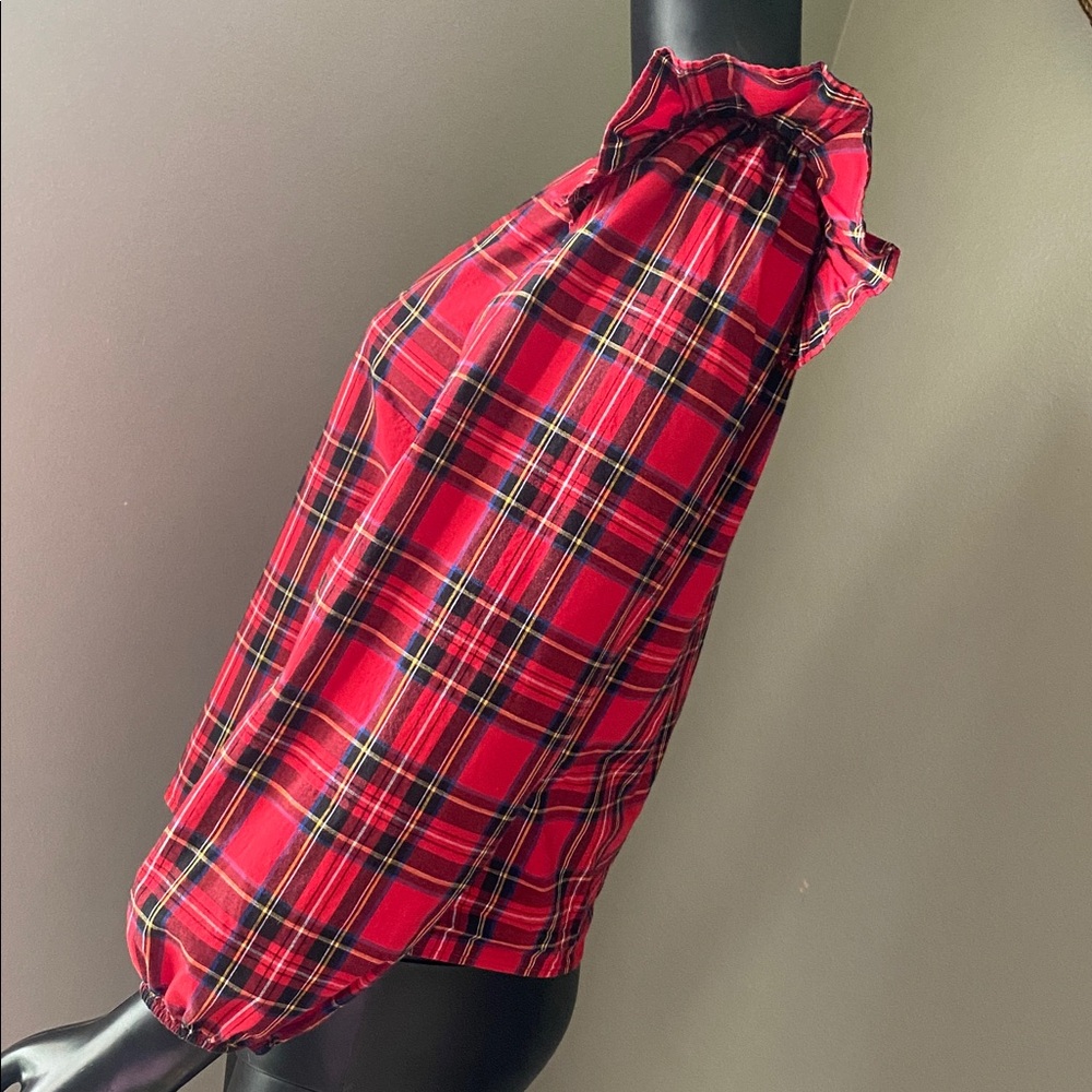 Harper Heritage Red Black & Blue Plaid Ruffle Sleeve Longsleeve Top - Picture 5 of 10